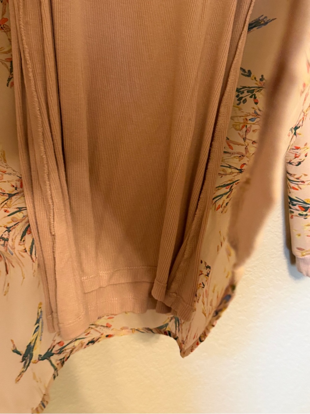 Democracy Pink/Peach Floral Bird Print Long Sleeve Two Piece Blouse Top Medium - Picture 12 of 14